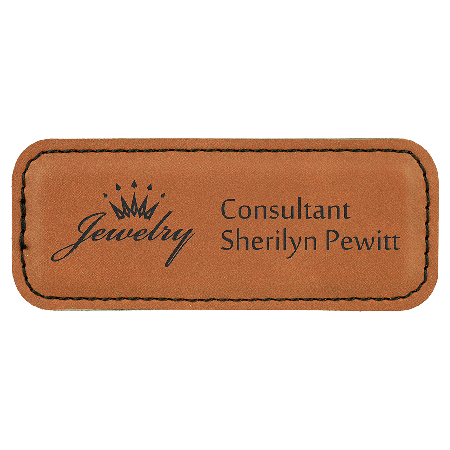 Leatherette Name Badge 1"x3" / Rawhide