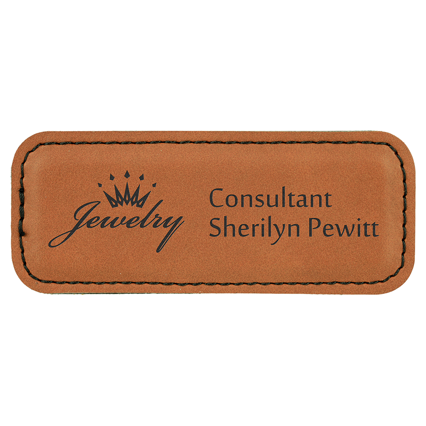 Leatherette Name Badge 1"x3" / Rawhide