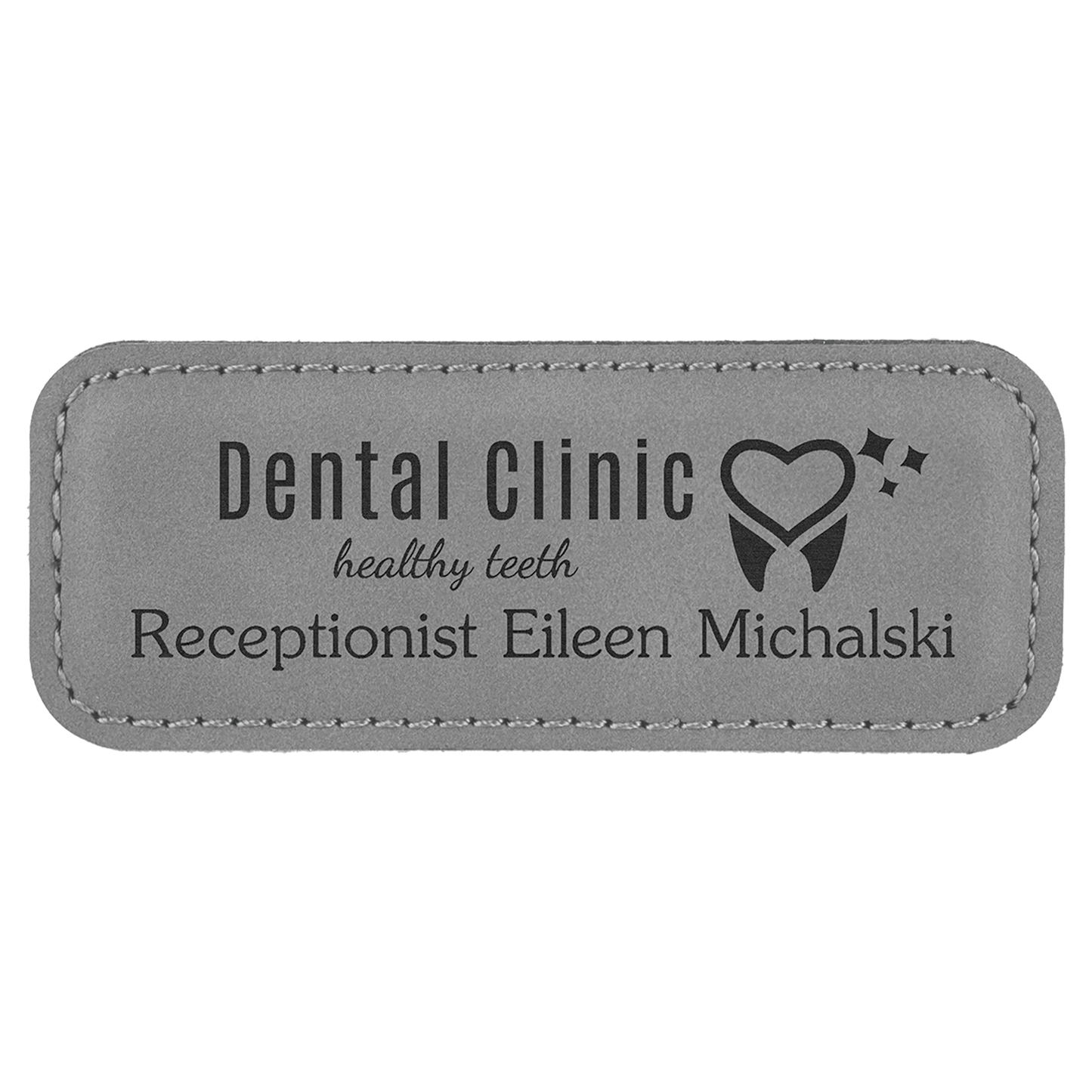 Leatherette Name Badge 1"x3" / Gray