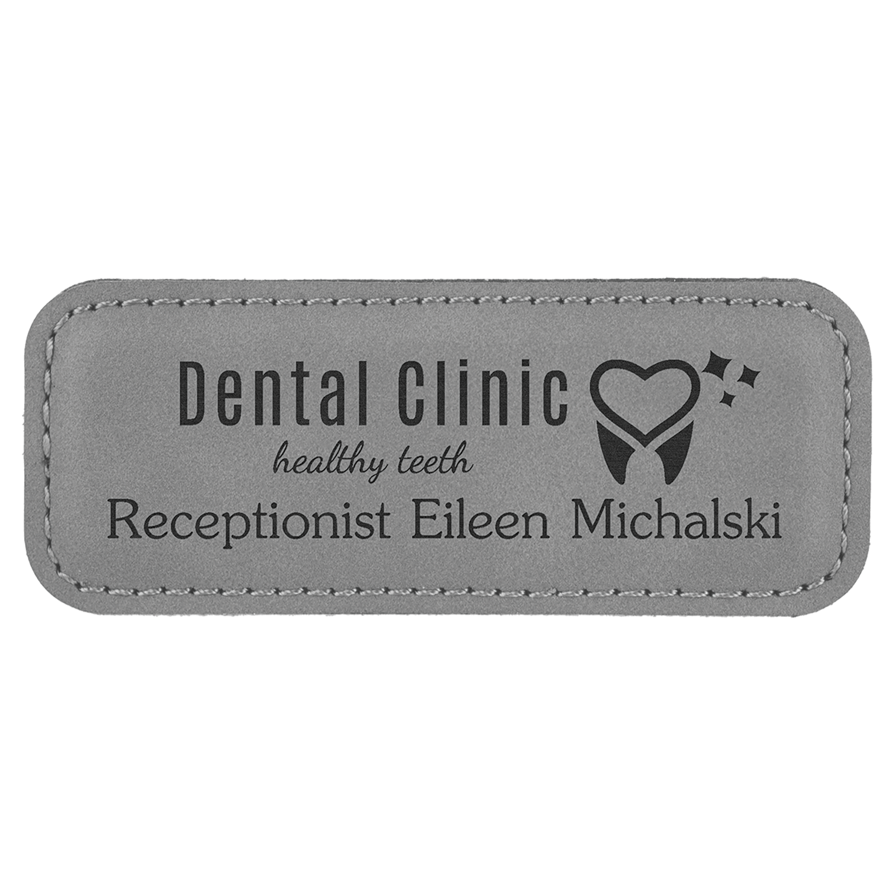 Leatherette Name Badge 1"x3" / Gray