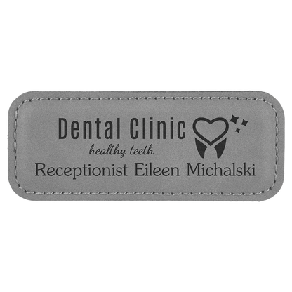 Leatherette Name Badge 1"x3" / Gray
