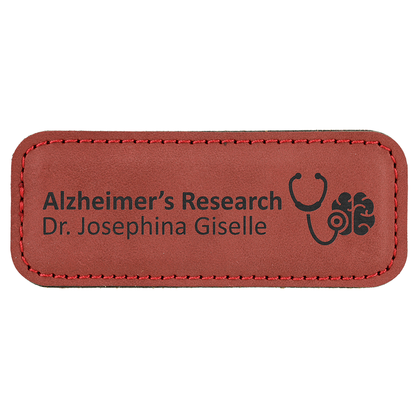 Leatherette Name Badge 1"x3" / Rose