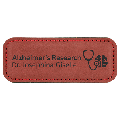 Leatherette Name Badge 1"x3" / Rose