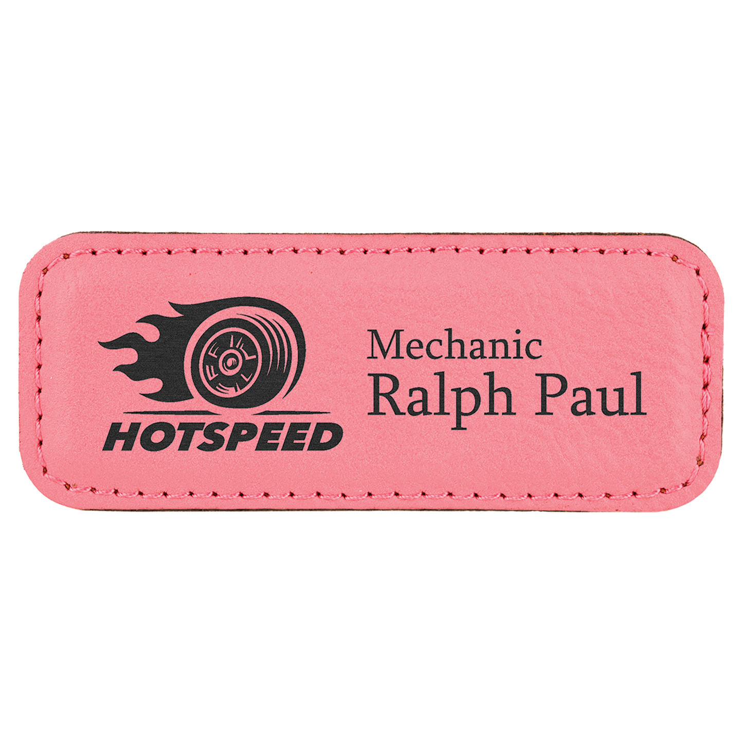 Leatherette Name Badge 1"x3" / Pink