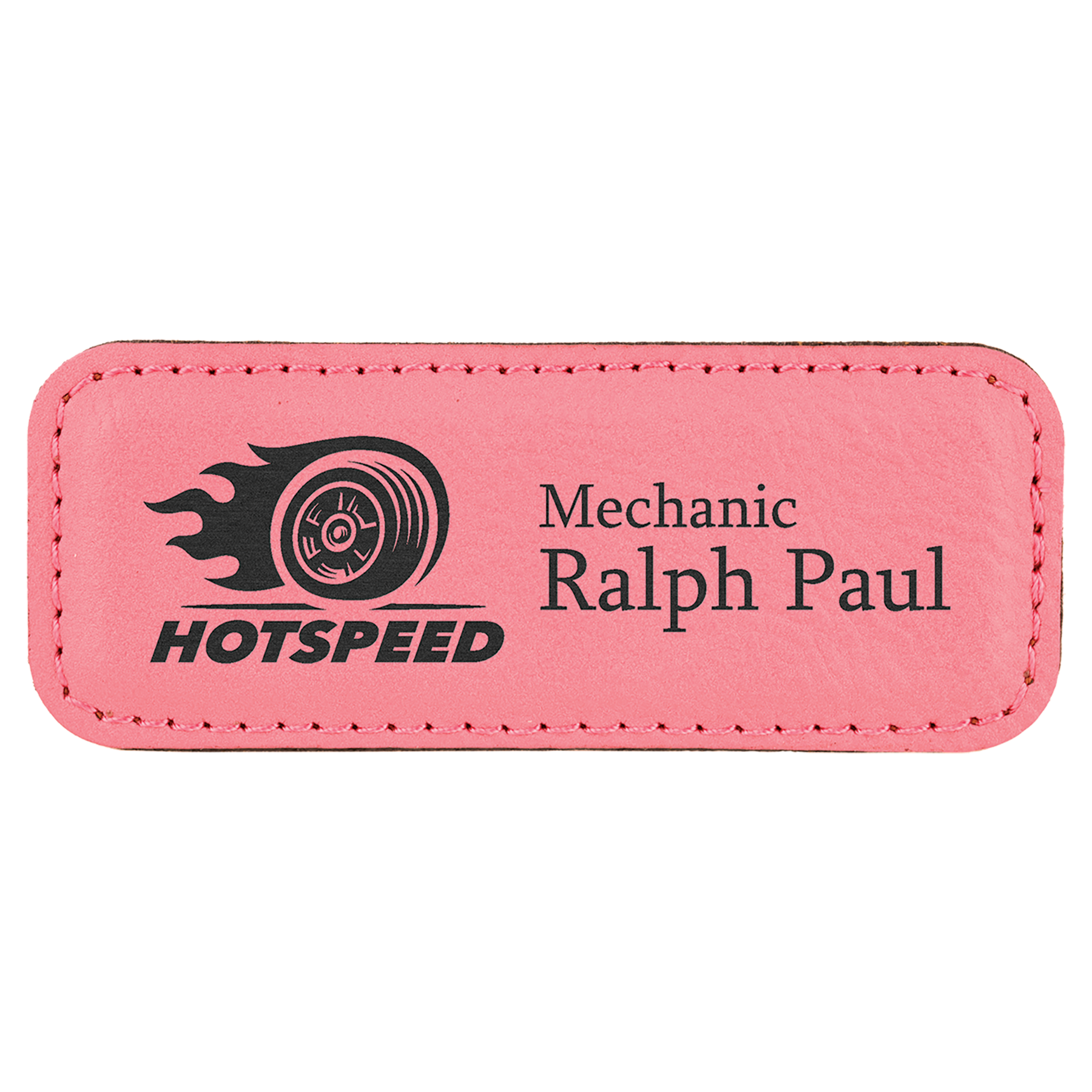 Leatherette Name Badge 1"x3" / Pink