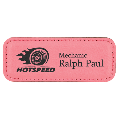 Leatherette Name Badge 1"x3" / Pink