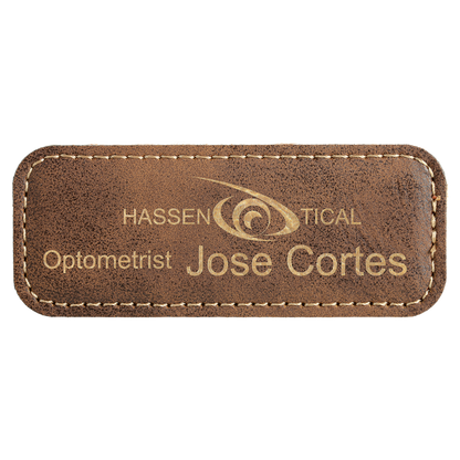 Leatherette Name Badge 1"x3" / Rustic