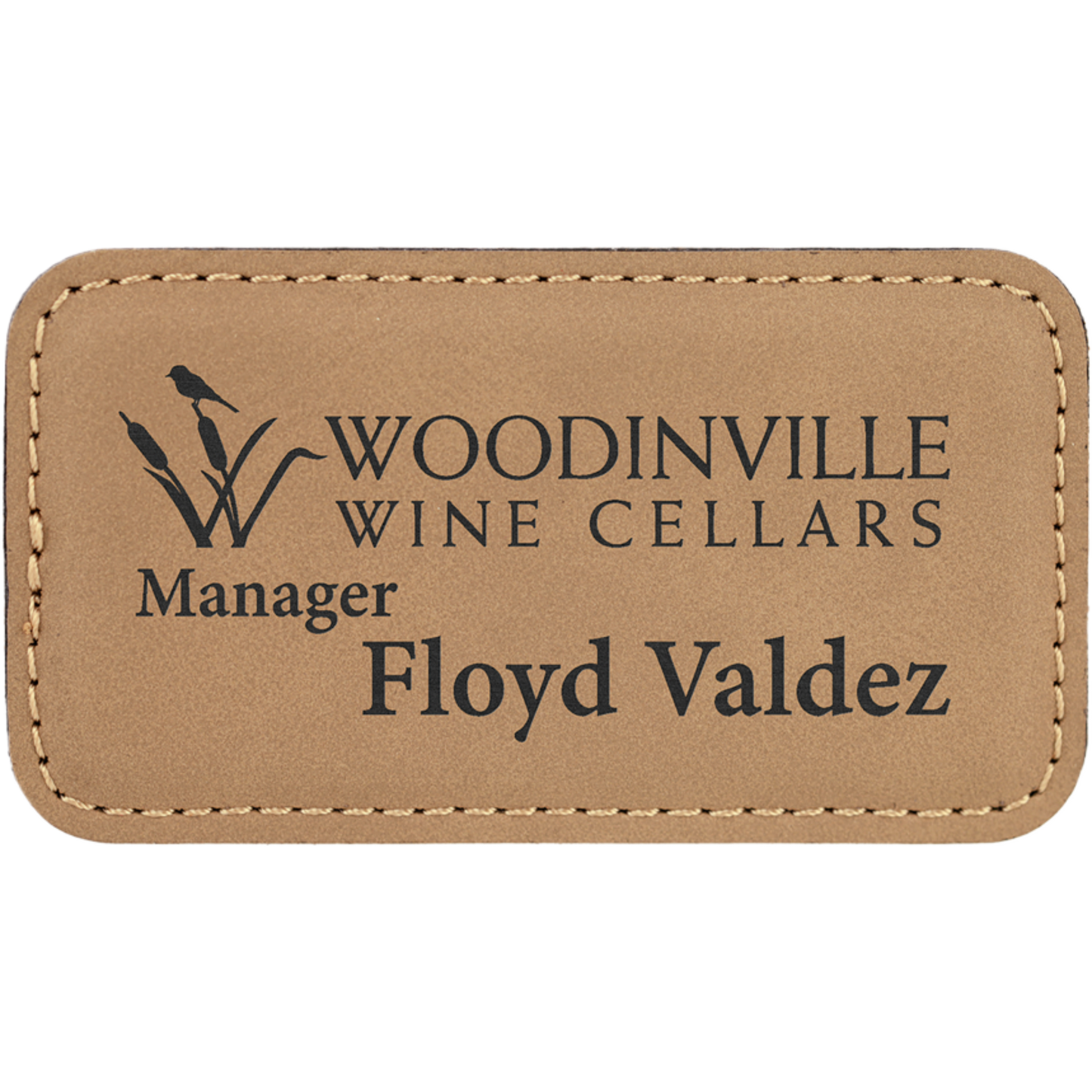 Leatherette Name Badge 1.5"x3" / Light Brown