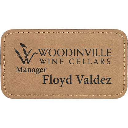 Leatherette Name Badge 1.5"x3" / Light Brown