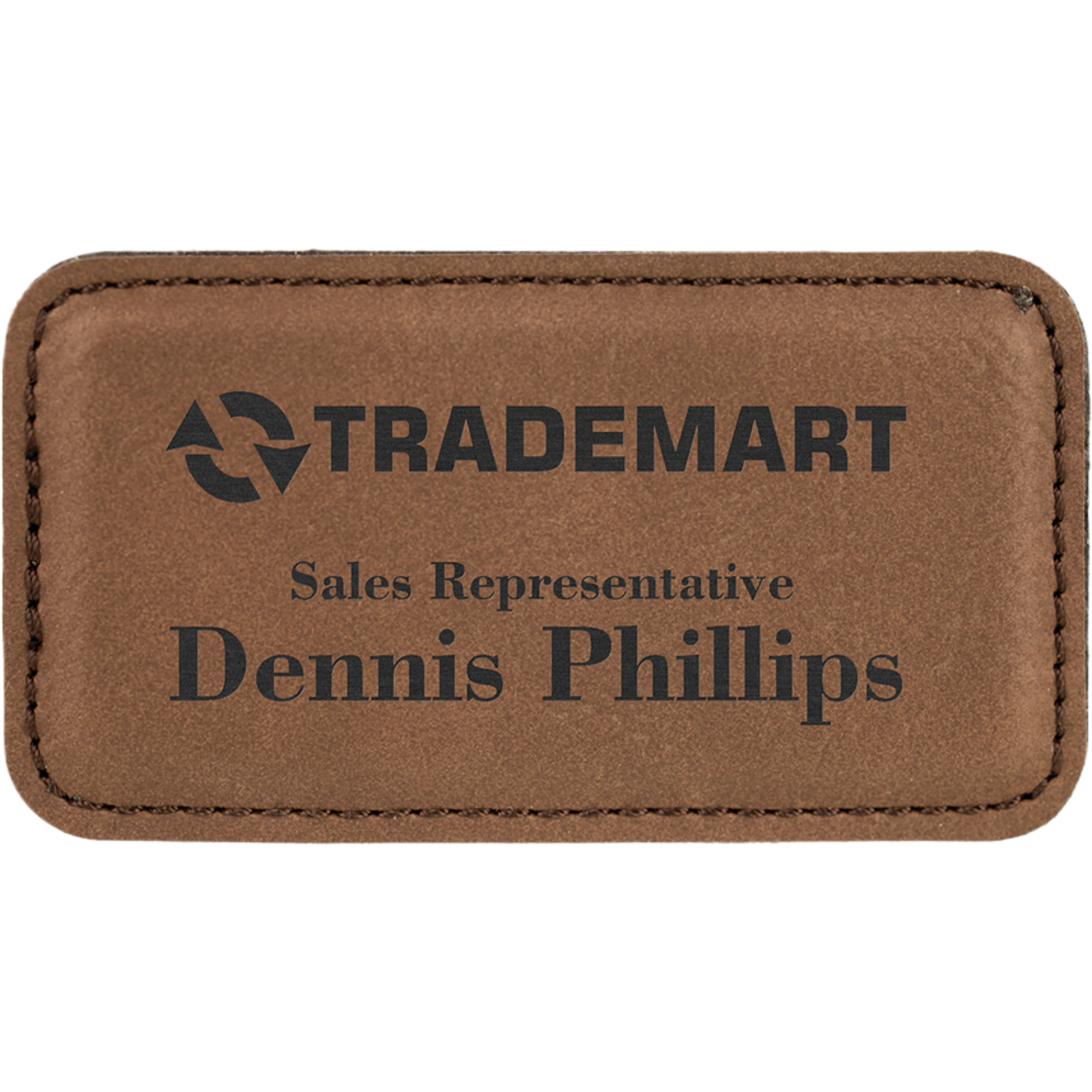 Leatherette Name Badge 1.5"x3" / Dark Brown