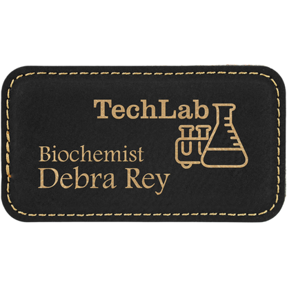 Leatherette Name Badge 1.5"x3" / Black/Gold