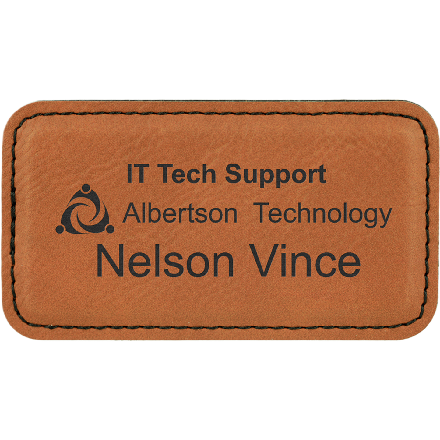 Leatherette Name Badge 1.5"x3" / Rawhide