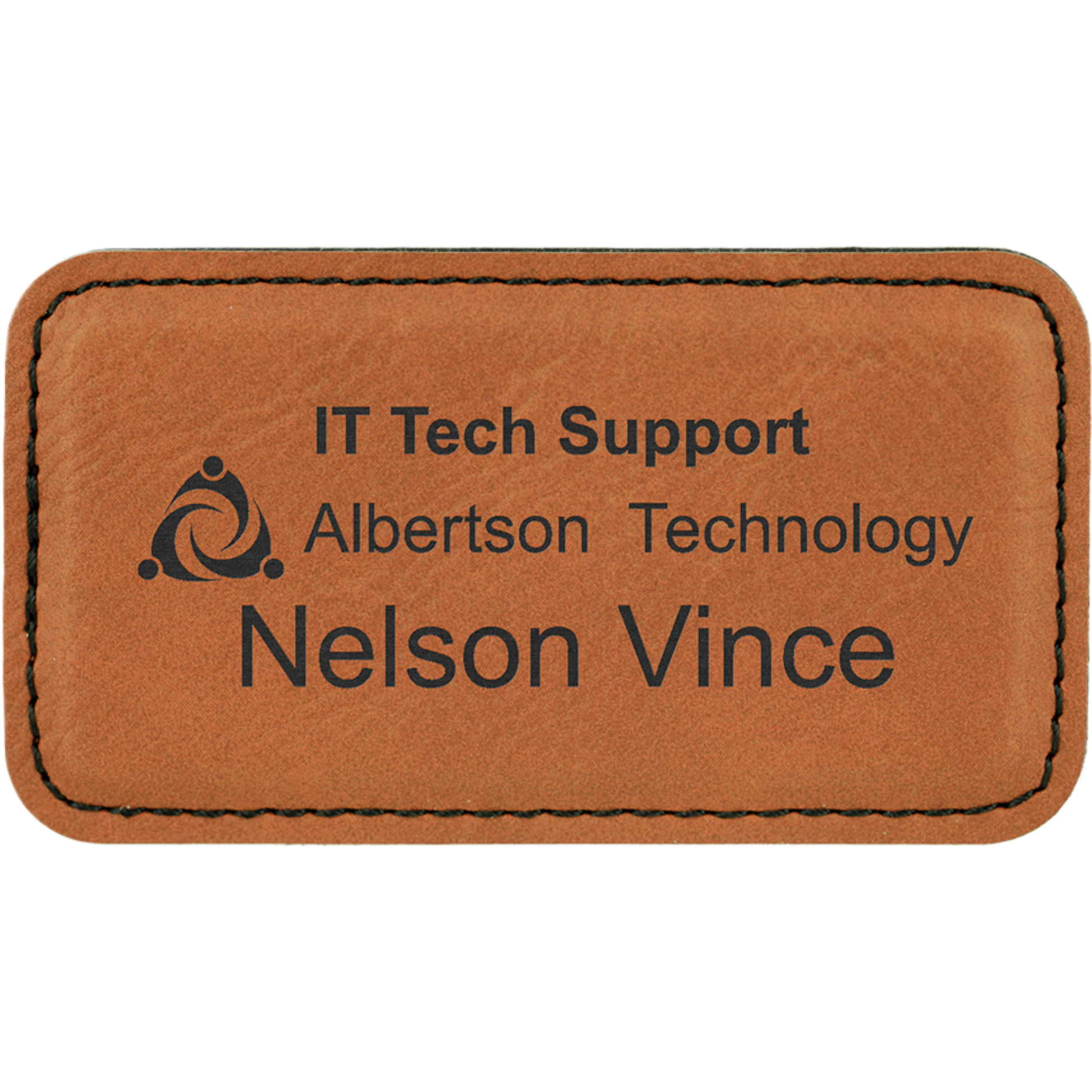 Leatherette Name Badge 1.5"x3" / Rawhide