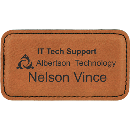 Leatherette Name Badge 1.5"x3" / Rawhide