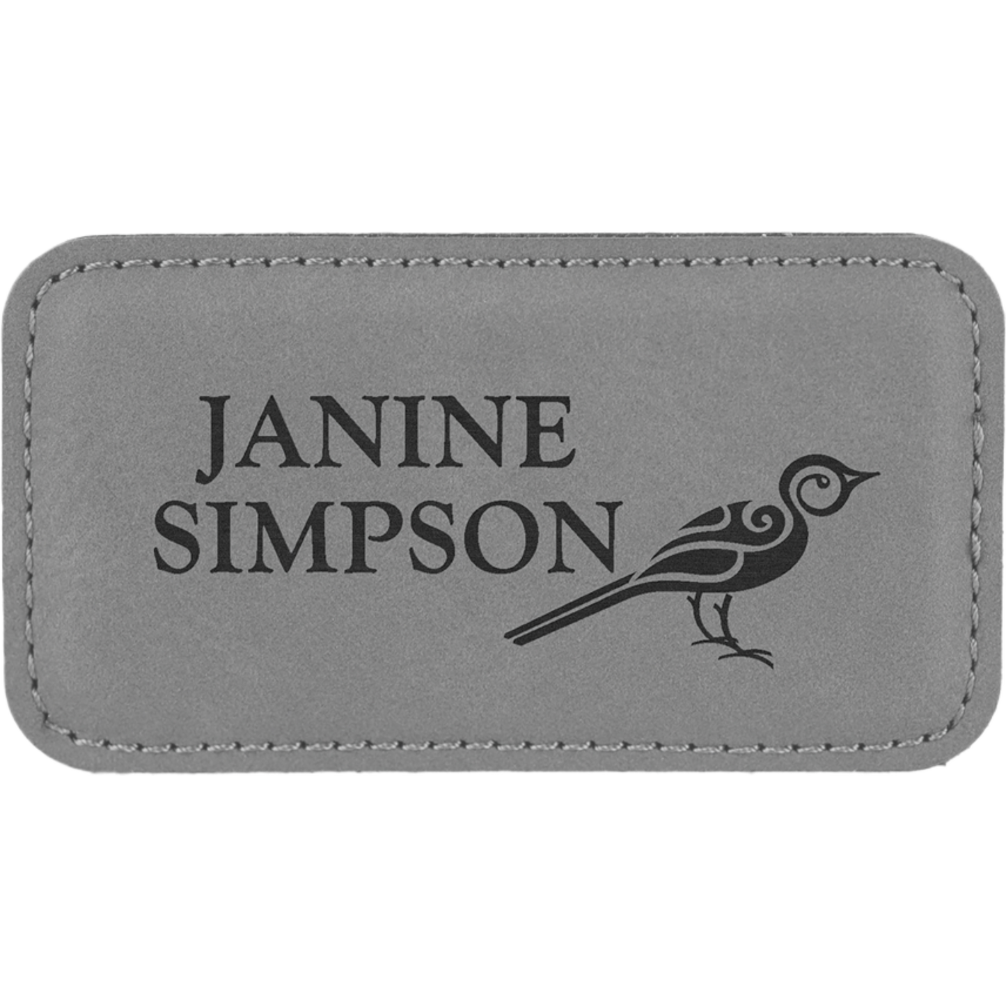 Leatherette Name Badge 1.5"x3" / Gray