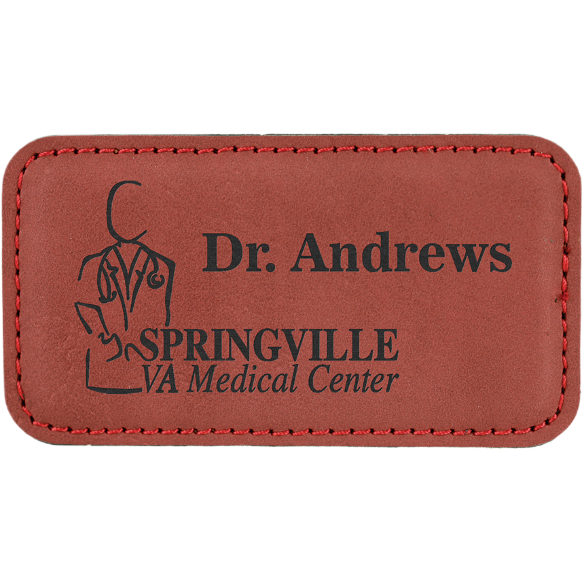 Leatherette Name Badge 1.5"x3" / Rose