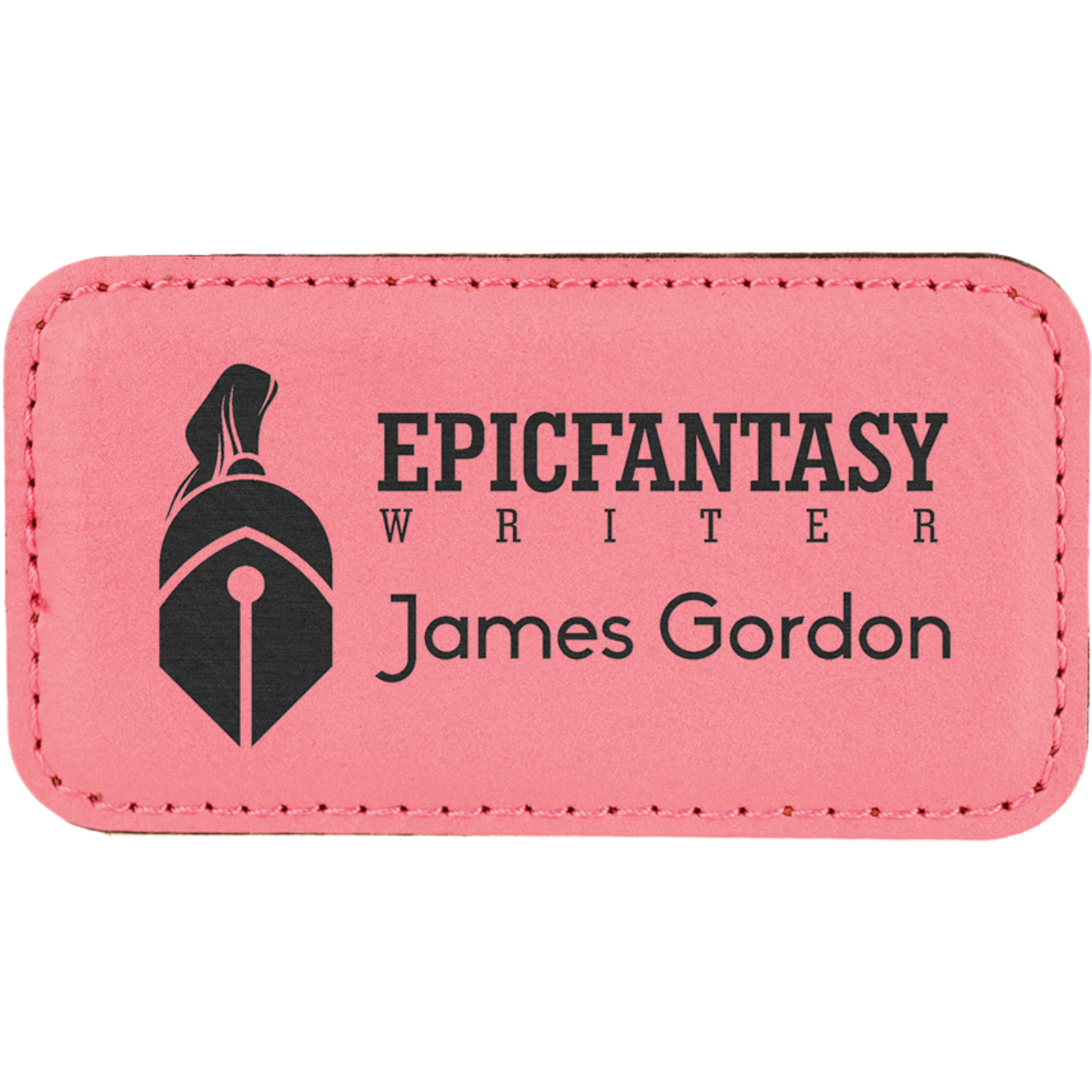 Leatherette Name Badge 1.5"x3" / Pink