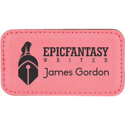 Leatherette Name Badge 1.5"x3" / Pink