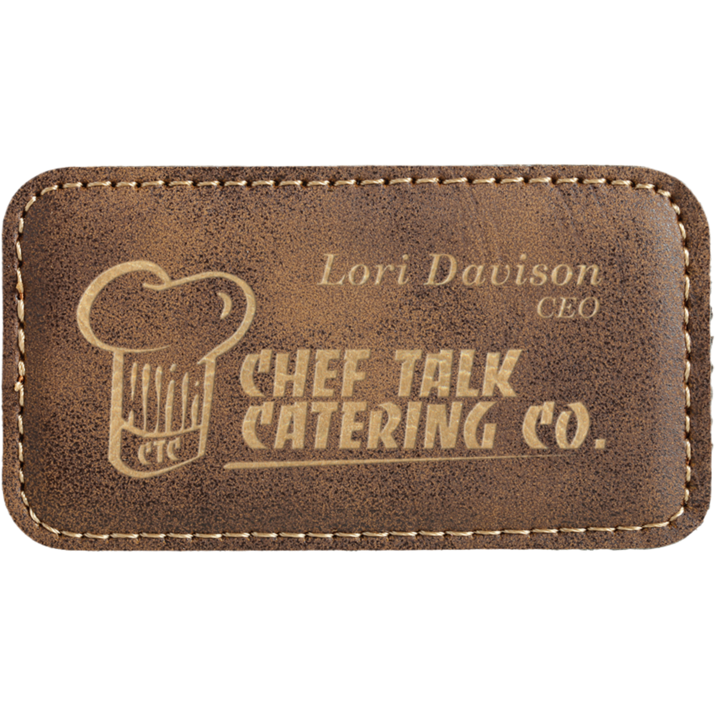 Leatherette Name Badge 1.5"x3" / Rustic