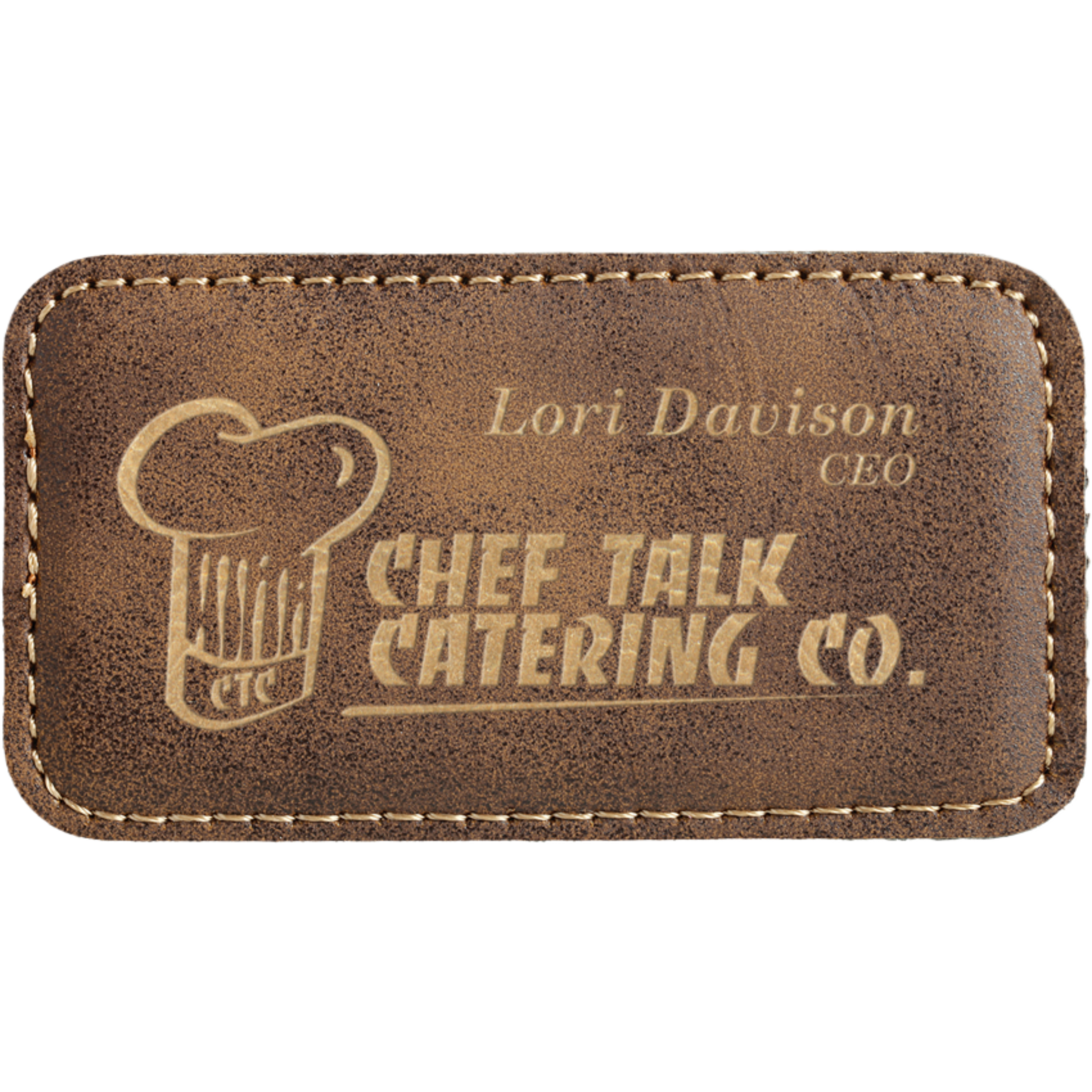 Leatherette Name Badge 1.5"x3" / Rustic
