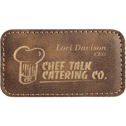 Leatherette Name Badge 1.5"x3" / Rustic