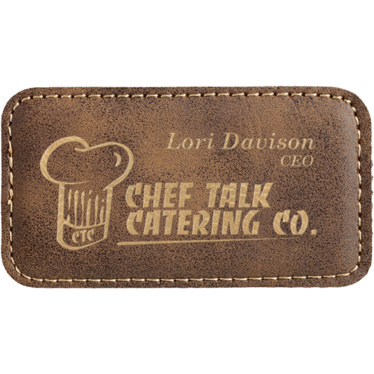 Leatherette Name Badge 1.5"x3" / Rustic
