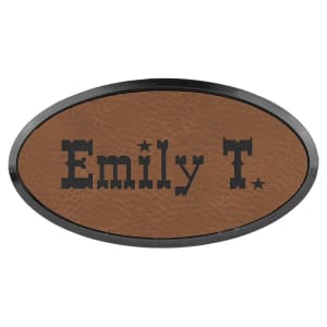 Leatherette Name Badge 1.5"x3" Oval / Dark Brown