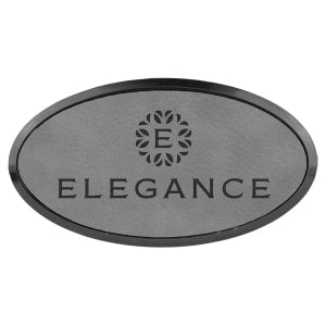 Leatherette Name Badge 1.5"x3" Oval / Gray
