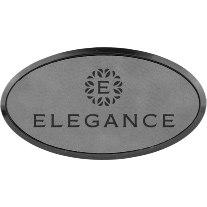 Leatherette Framed Name Badge 1.5"x3" - Oval / Gray