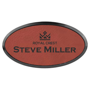 Leatherette Name Badge 1.5"x3" Oval / Rose