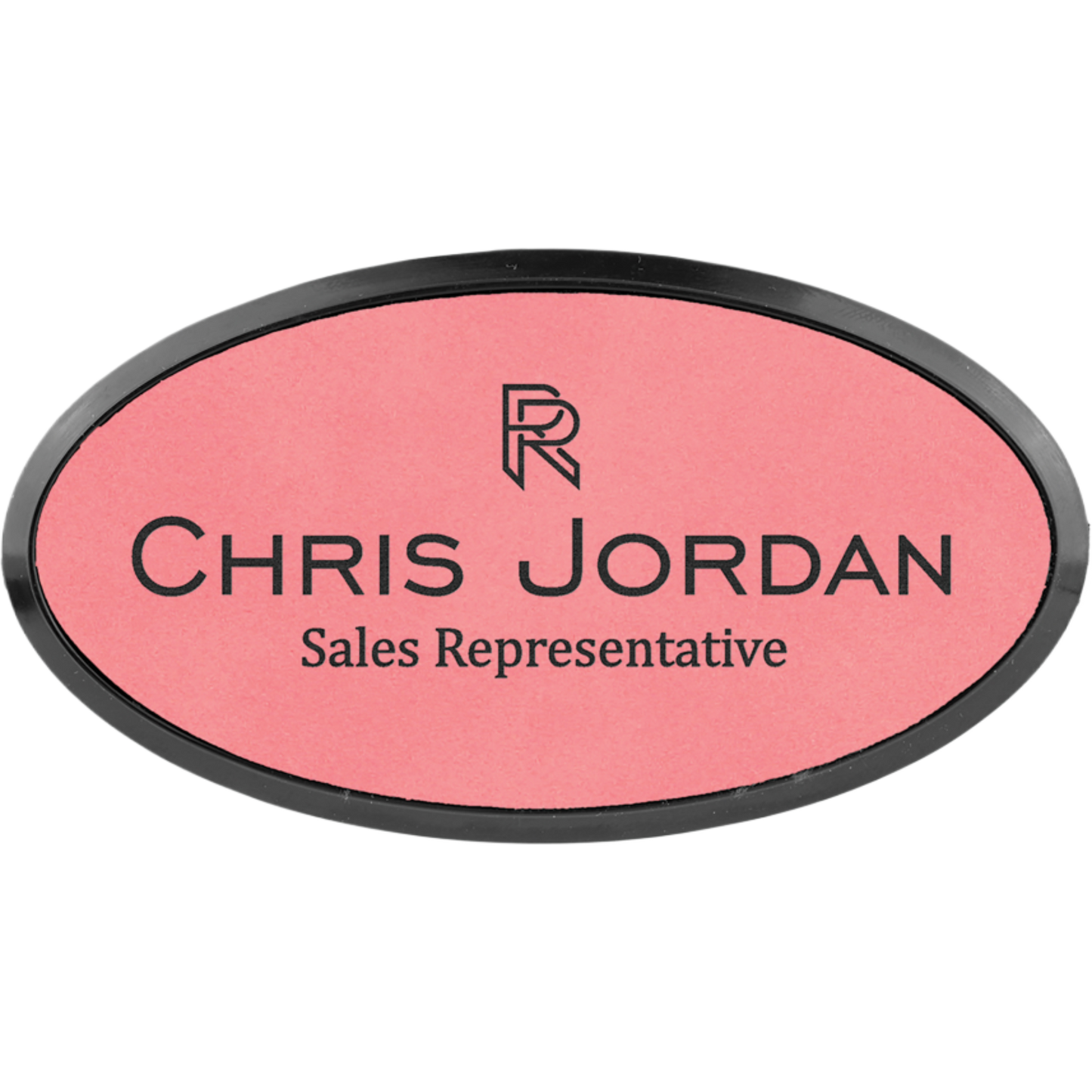 Leatherette Framed Name Badge 1.5"x3" - Oval / Pink