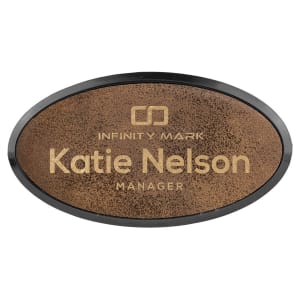 Leatherette Name Badge 1.5"x3" Oval / Rustic