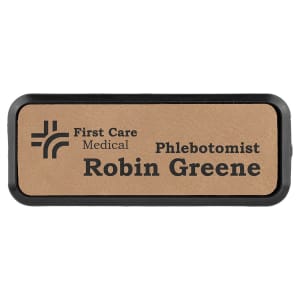 Leatherette Name Badge 1"x3" / Light Brown