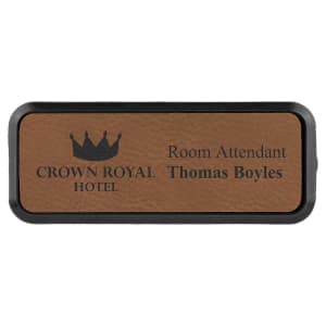 Leatherette Name Badge 1"x3" / Dark Brown