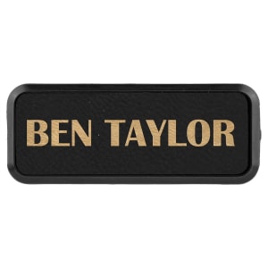 Leatherette Name Badge 1"x3" / Black/Gold