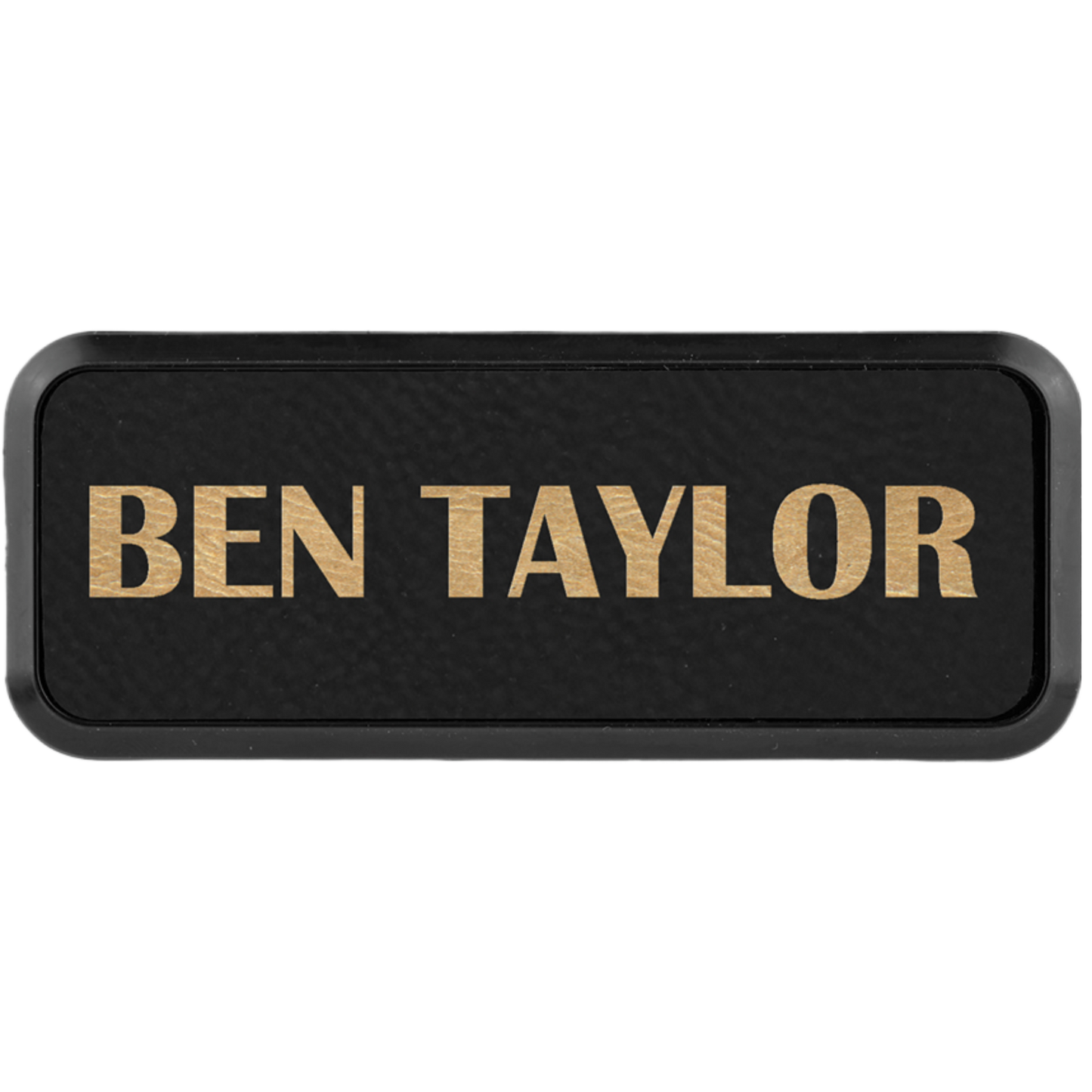 Leatherette Framed Name Badge 1"x3" / Black/Gold