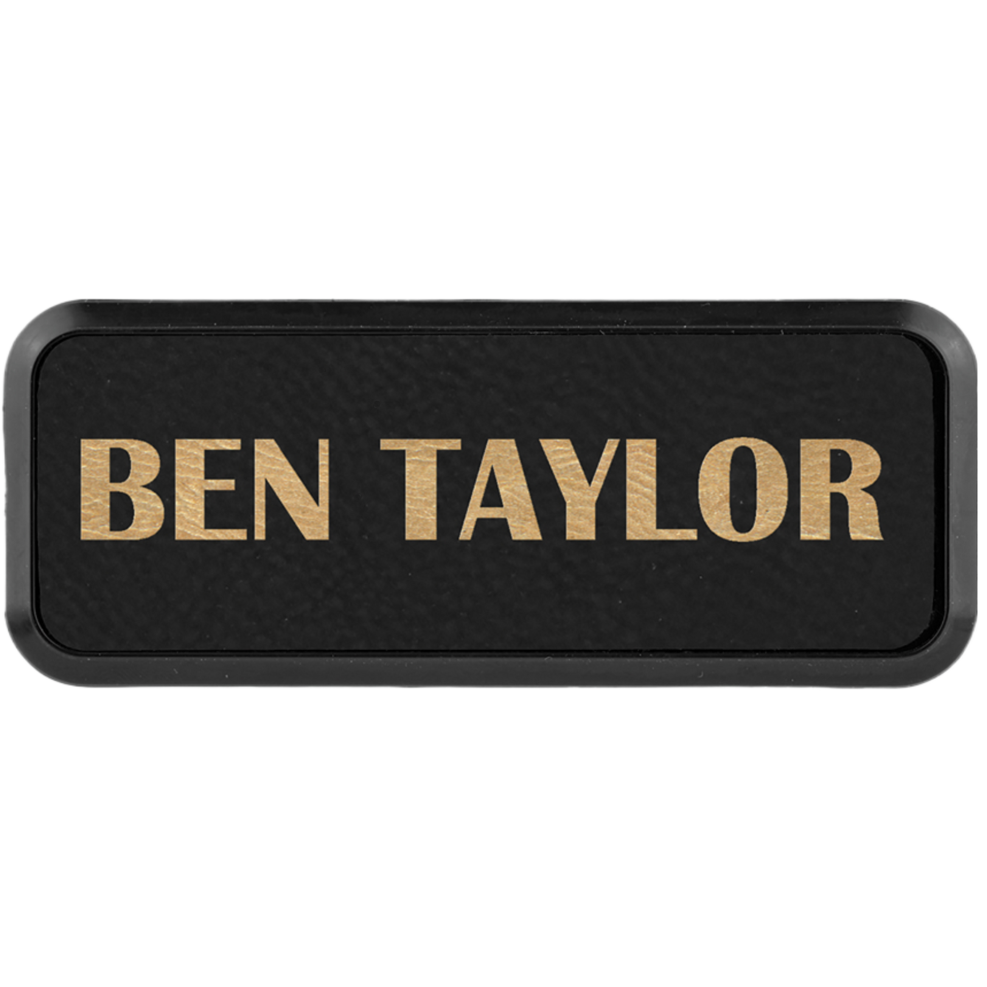 Leatherette Framed Name Badge 1"x3" / Black/Gold