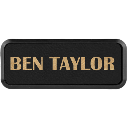 Leatherette Framed Name Badge 1"x3" / Black/Gold