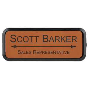 Leatherette Name Badge 1"x3" / Rawhide