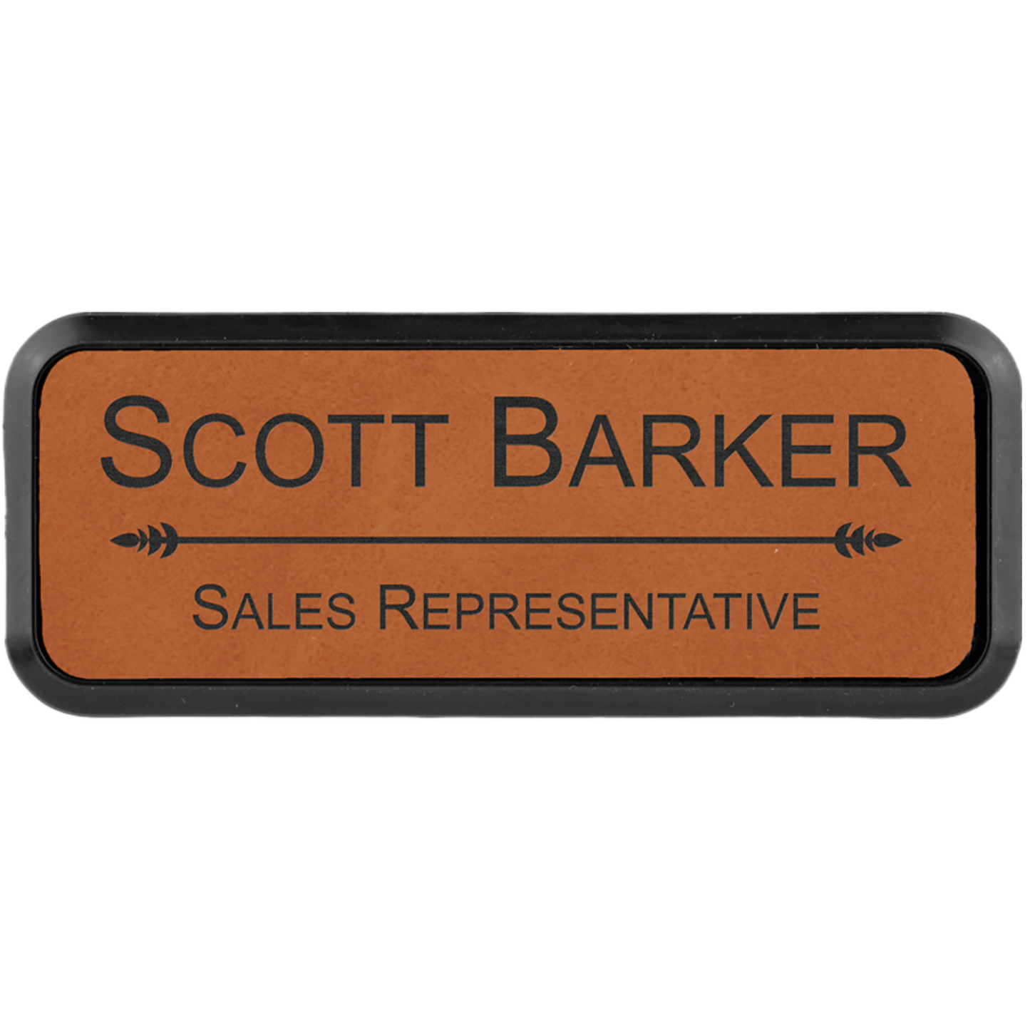 Leatherette Framed Name Badge 1"x3" / Rawhide