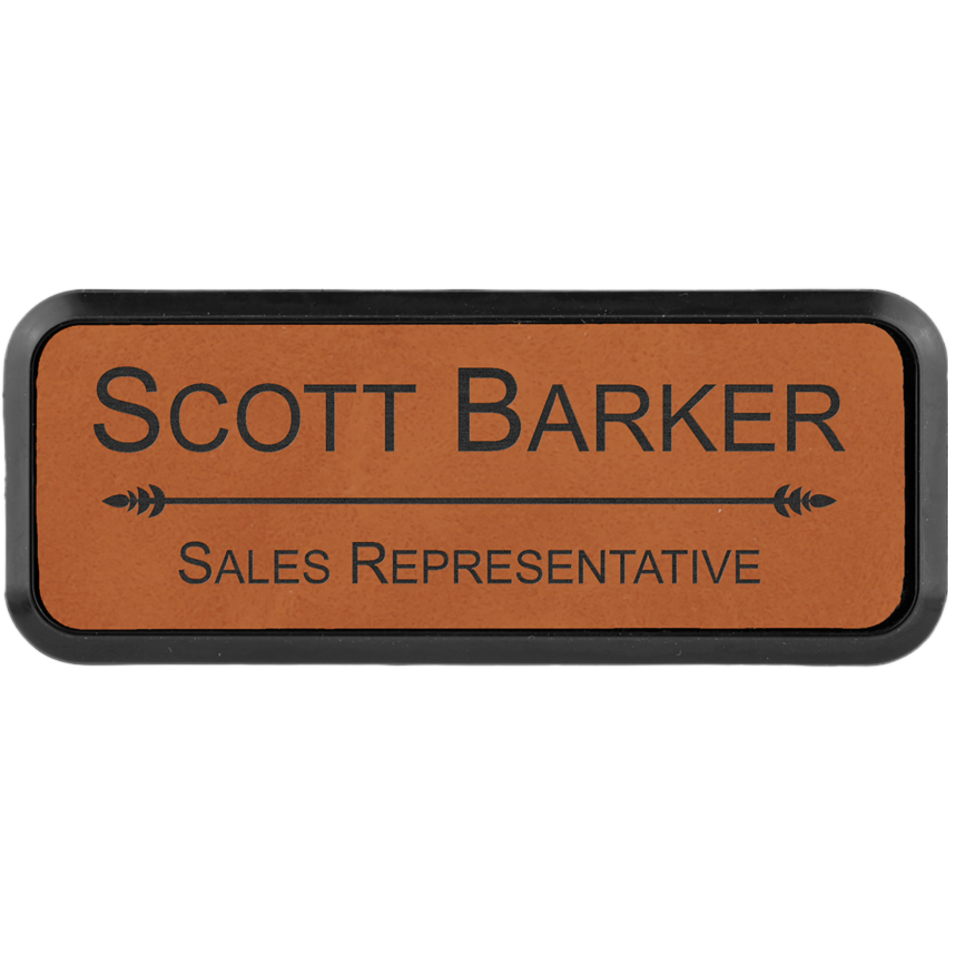 Leatherette Framed Name Badge 1"x3" / Rawhide