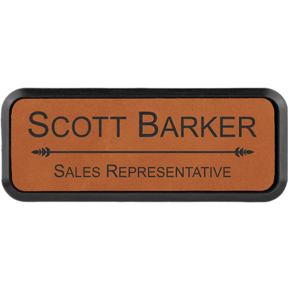 Leatherette Framed Name Badge 1"x3" / Rawhide