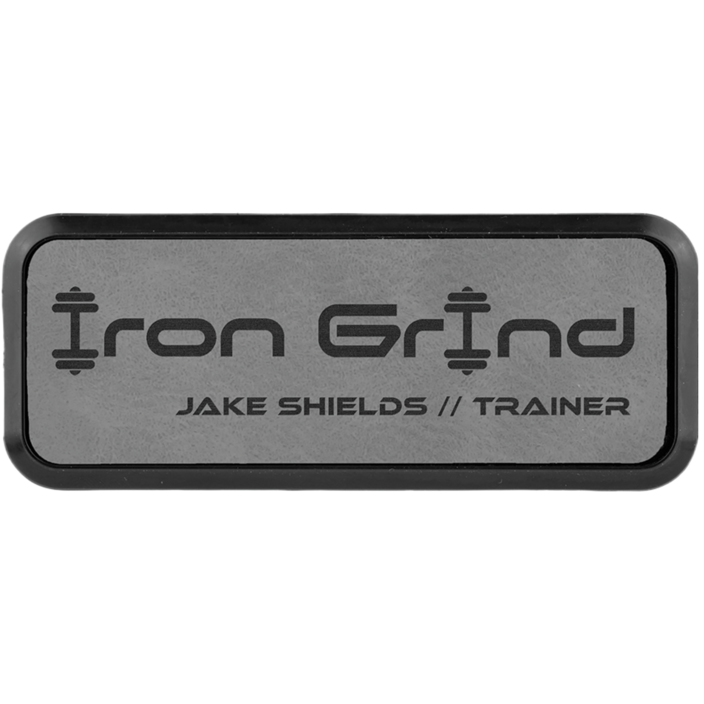 Leatherette Framed Name Badge 1"x3" / Gray