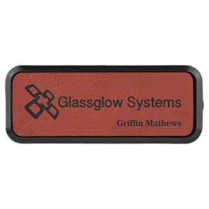 Leatherette Name Badge 1"x3" / Rose