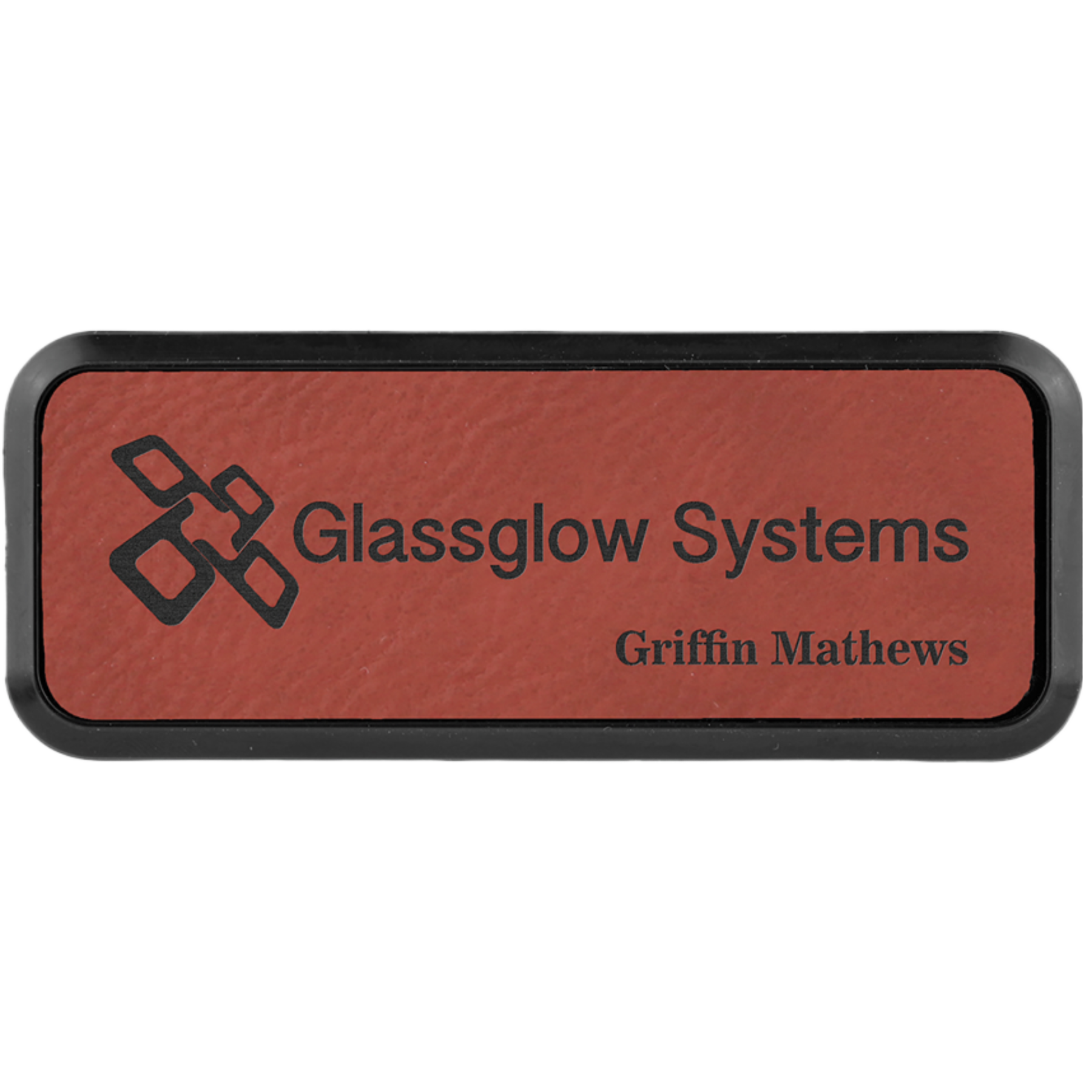 Leatherette Framed Name Badge 1"x3" / Rose