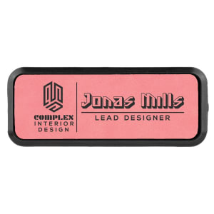 Leatherette Name Badge 1"x3" / Pink