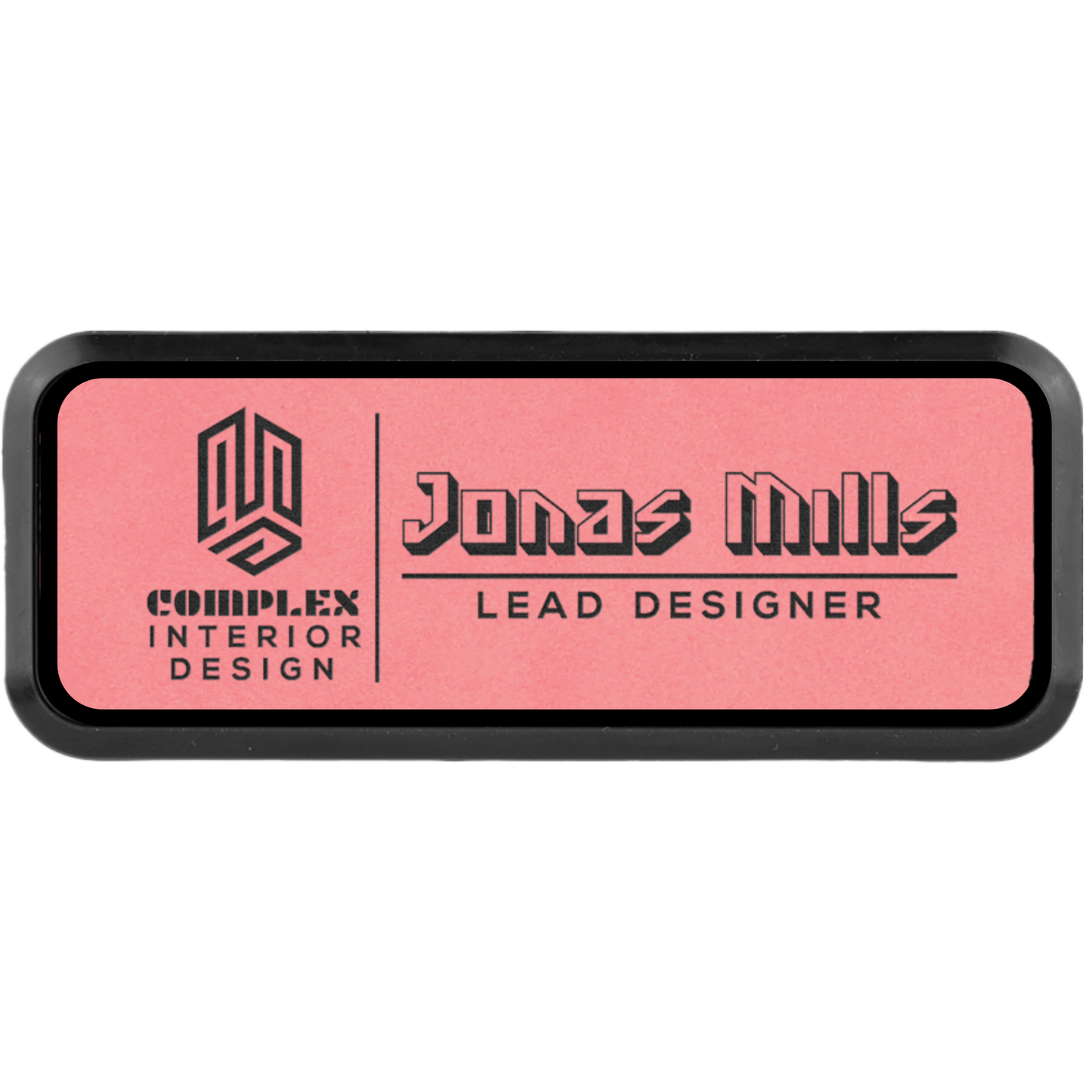 Leatherette Framed Name Badge 1"x3" / Pink