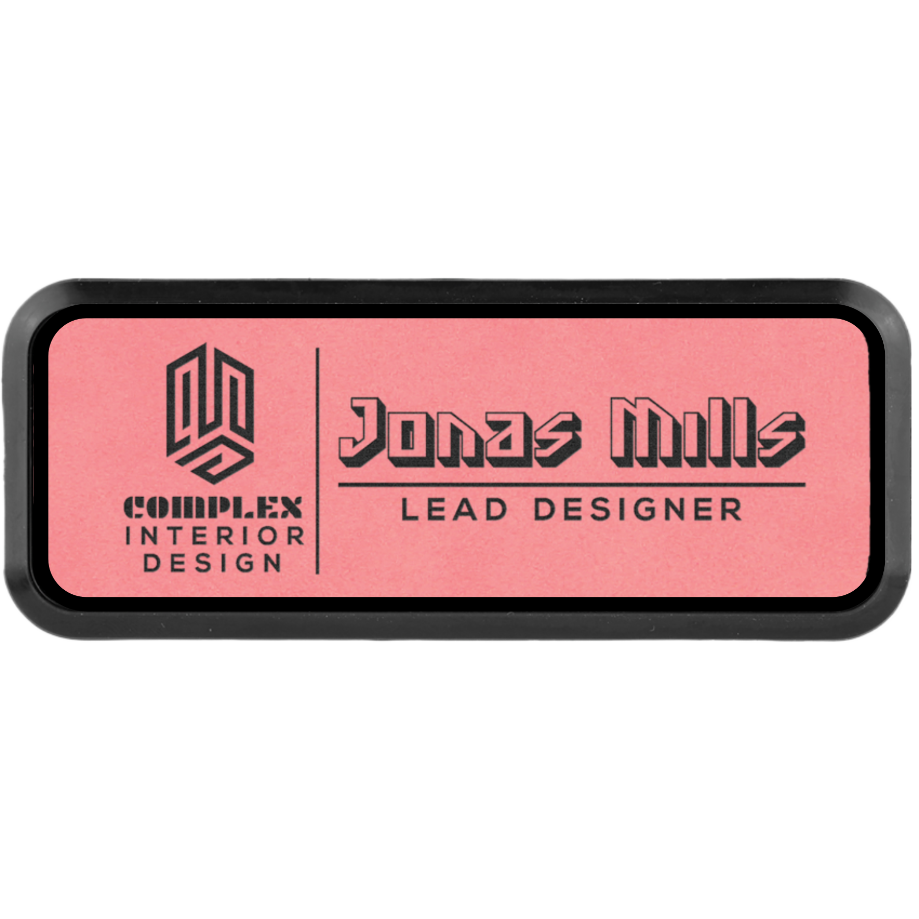 Leatherette Framed Name Badge 1"x3" / Pink