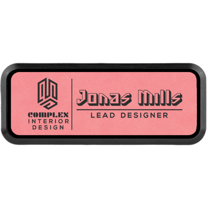 Leatherette Framed Name Badge 1"x3" / Pink