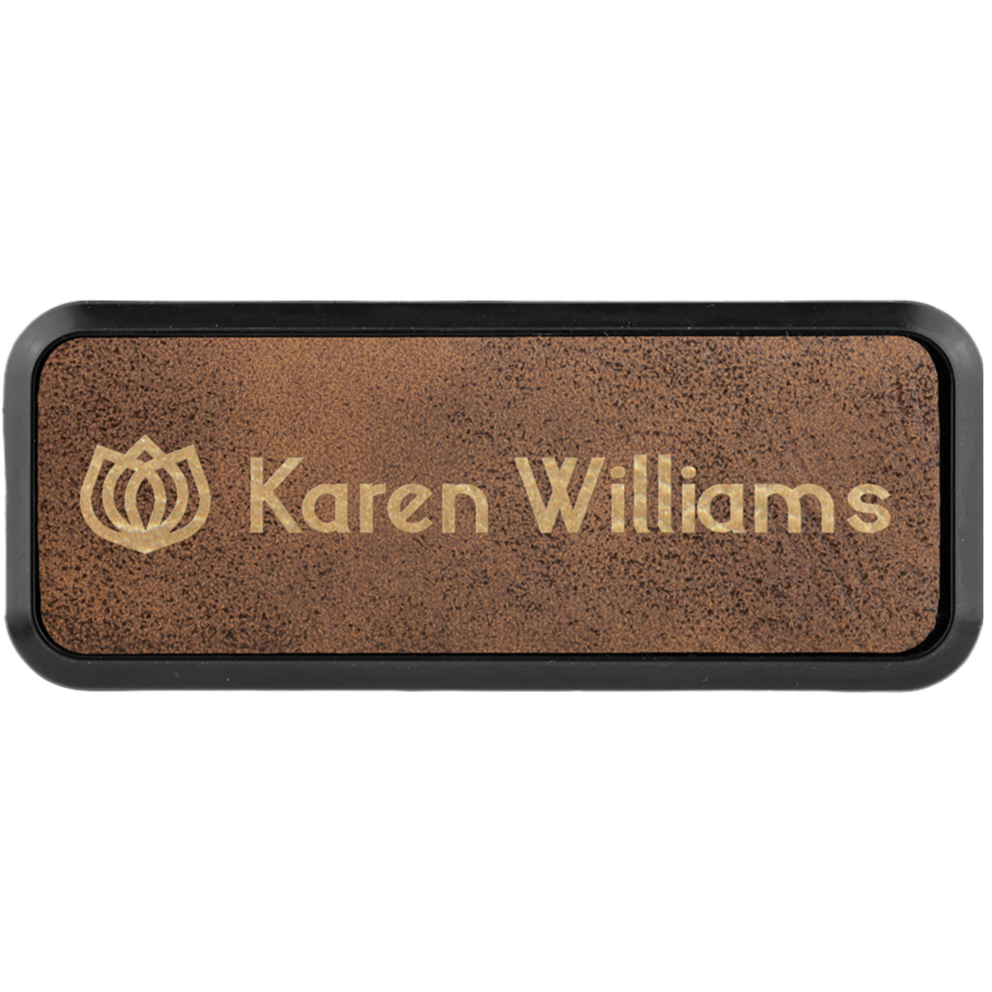 Leatherette Framed Name Badge 1"x3" / Rustic